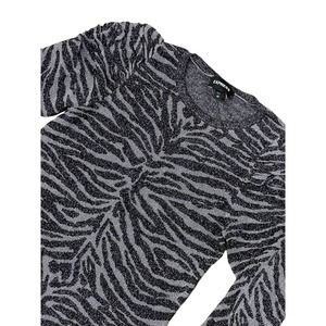 Express, Black and Gray, Glitter, Puff Shoulder Sweater, Sz‎ XS, 682-D